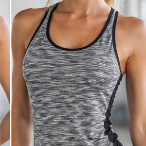Just One Athletic Gym Yoga  Stylish Black and Gray Women's Racer Back Tank